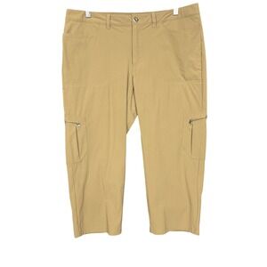 Patagonia Pants Women 14 Tan Khaki Cargo Quandary‎ Crop Hiking Outdoor Nylon